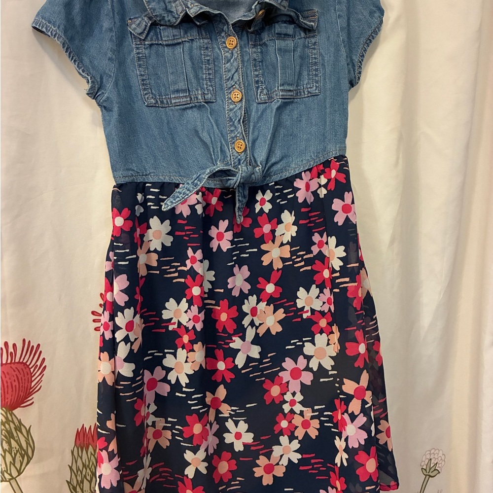 Wonder Nation Blue and Pink Floral Dress
